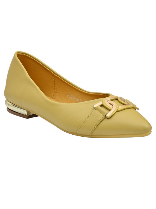 Women Footwear, Mustard Ballerinas