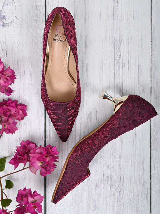 Footwear, Women Footwear, Maroon Pumps