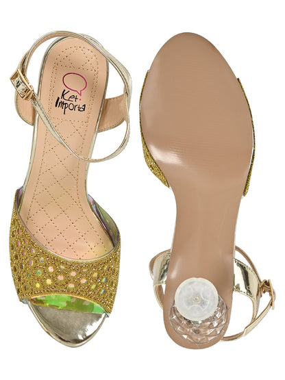 Footwear, Women Footwear, Golden Sandals