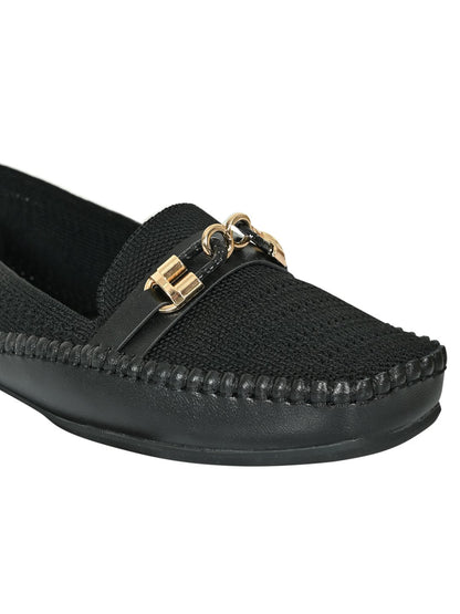 Women Footwear, Black Loafers