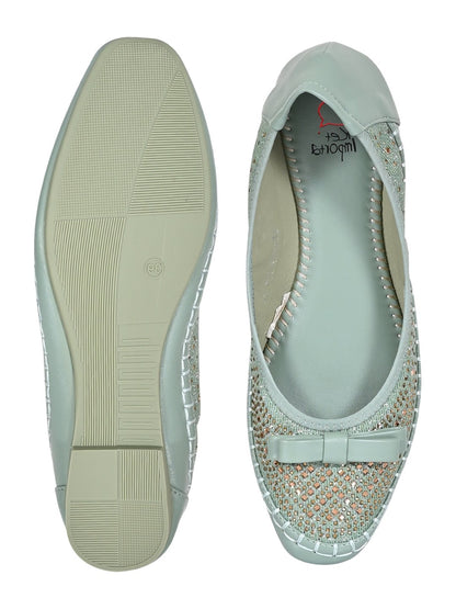 Women Footwear, Sea Green Ballerinas, Footwear