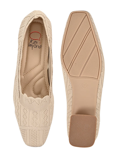 Footwear, Women Footwear, Beige Ballerinas