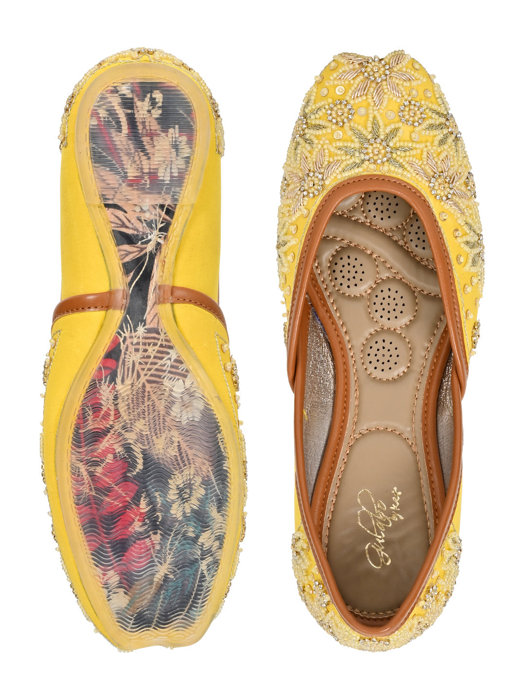 Footwear, Women Footwear, Yellow Mojaris