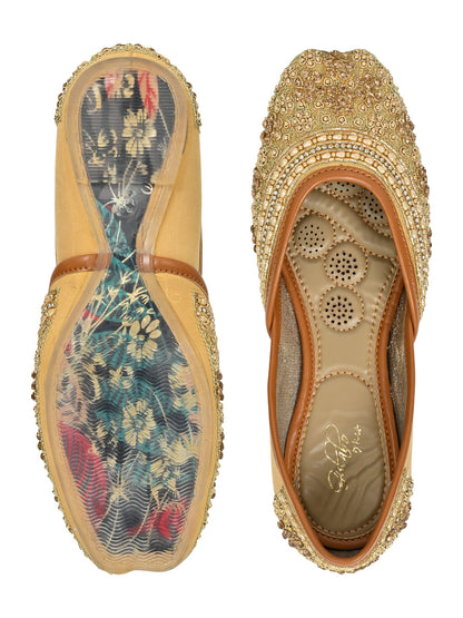 Footwear, Women Footwear, Golden Mojaris