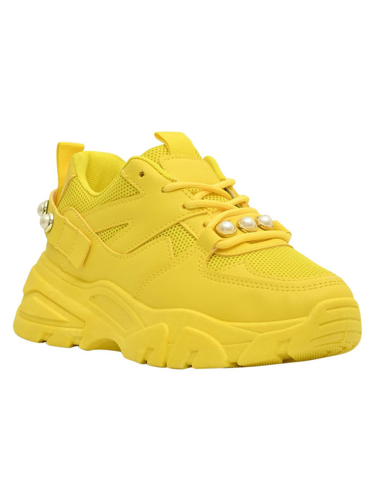 Footwear, Women Footwear, Yellow Sneakers