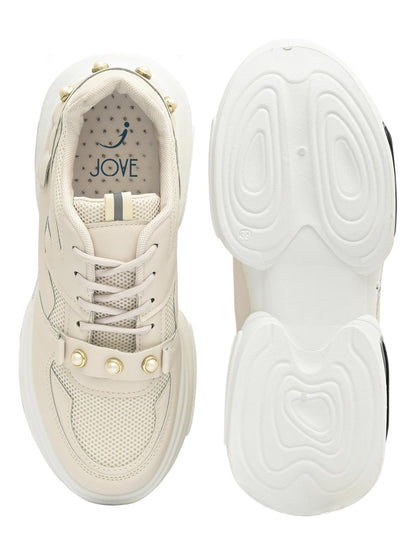 Footwear, Women Footwear, Beige Sneakers