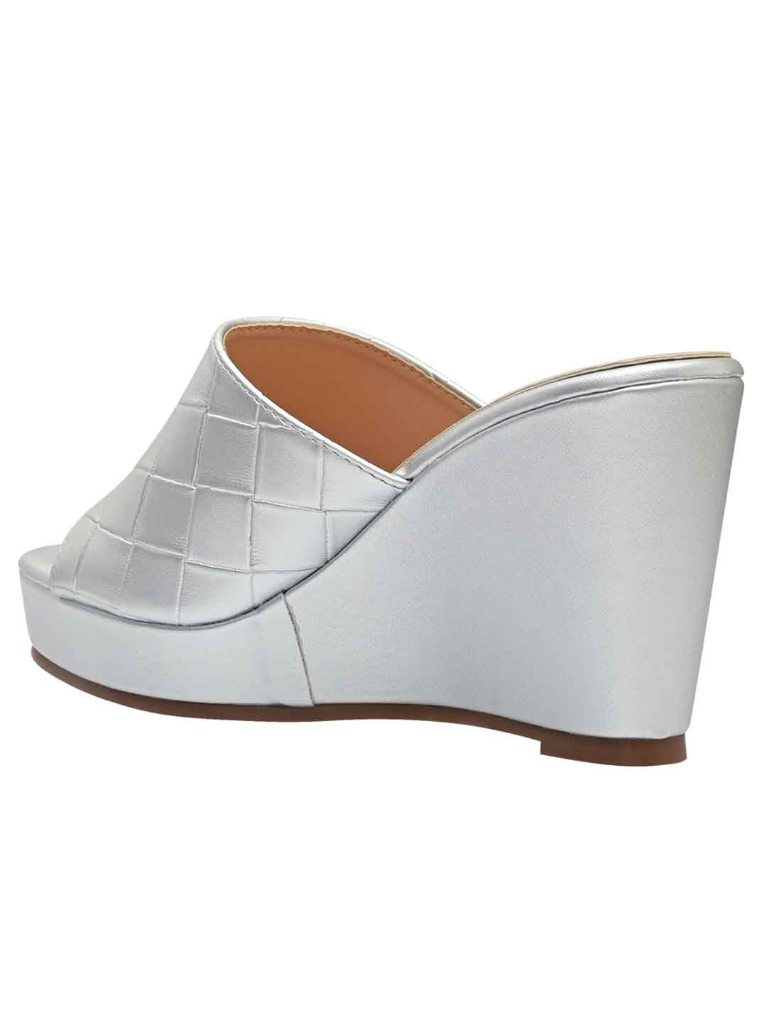 Footwear, Women Footwear, Silver Wedges