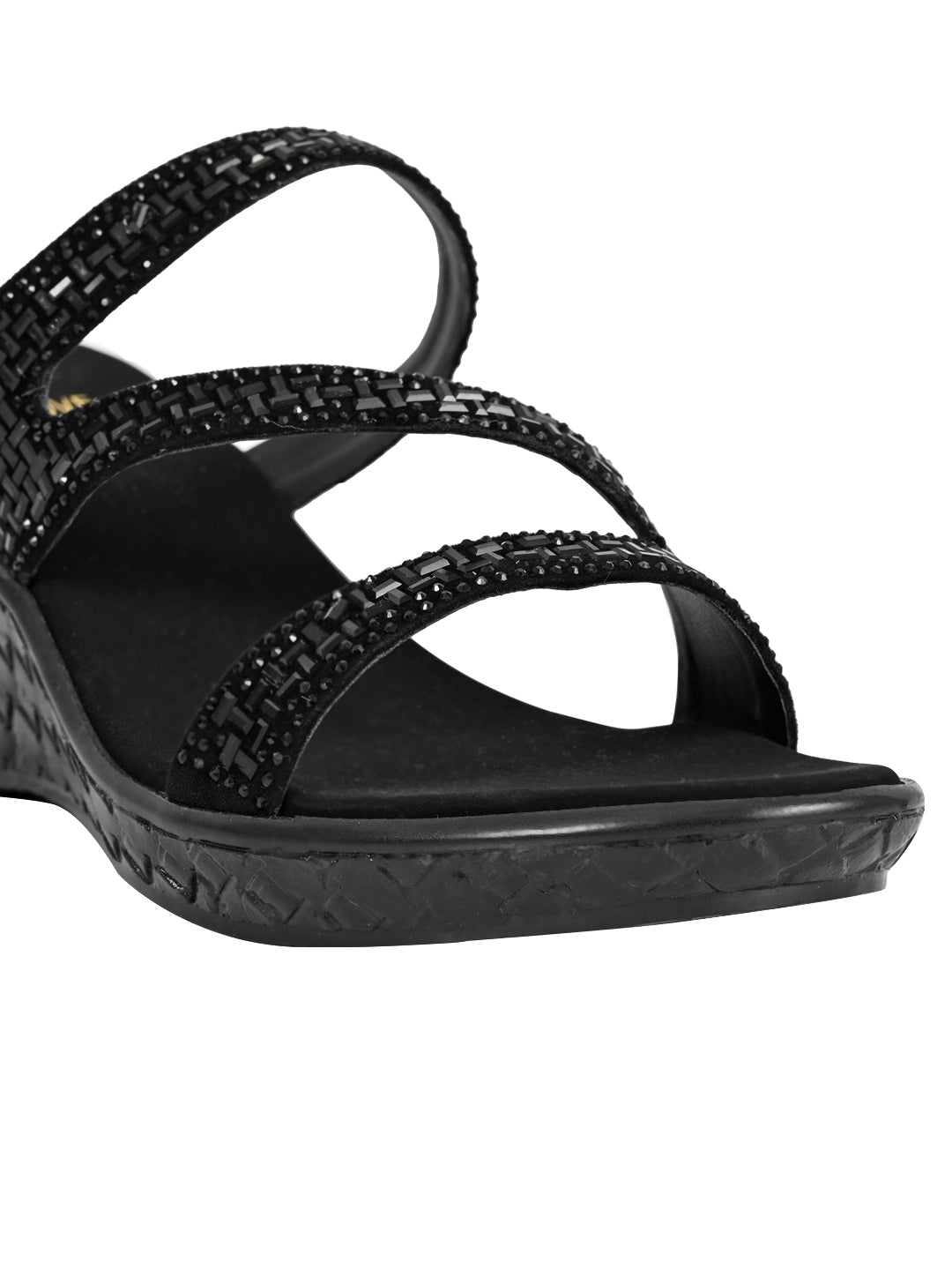 Summer Collection- Women Black Embellished Wedges