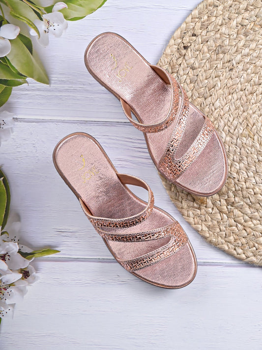 Footwear, Women Footwear, Rose Gold Wedges