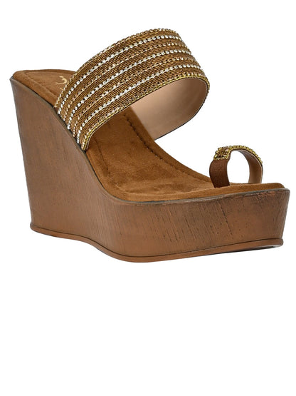 Footwear, Women Footwear, Bronze Wedges