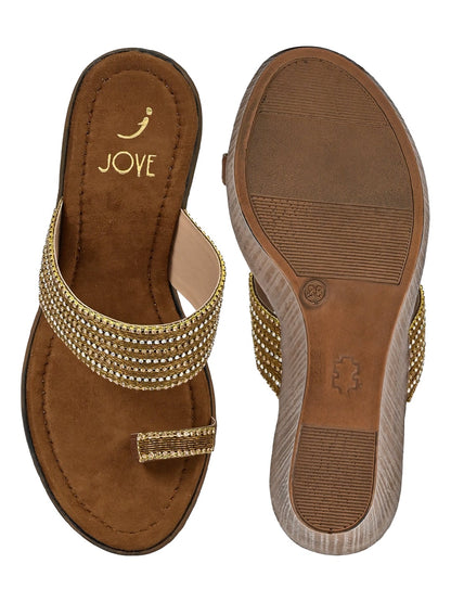 Footwear, Women Footwear, Bronze Wedges