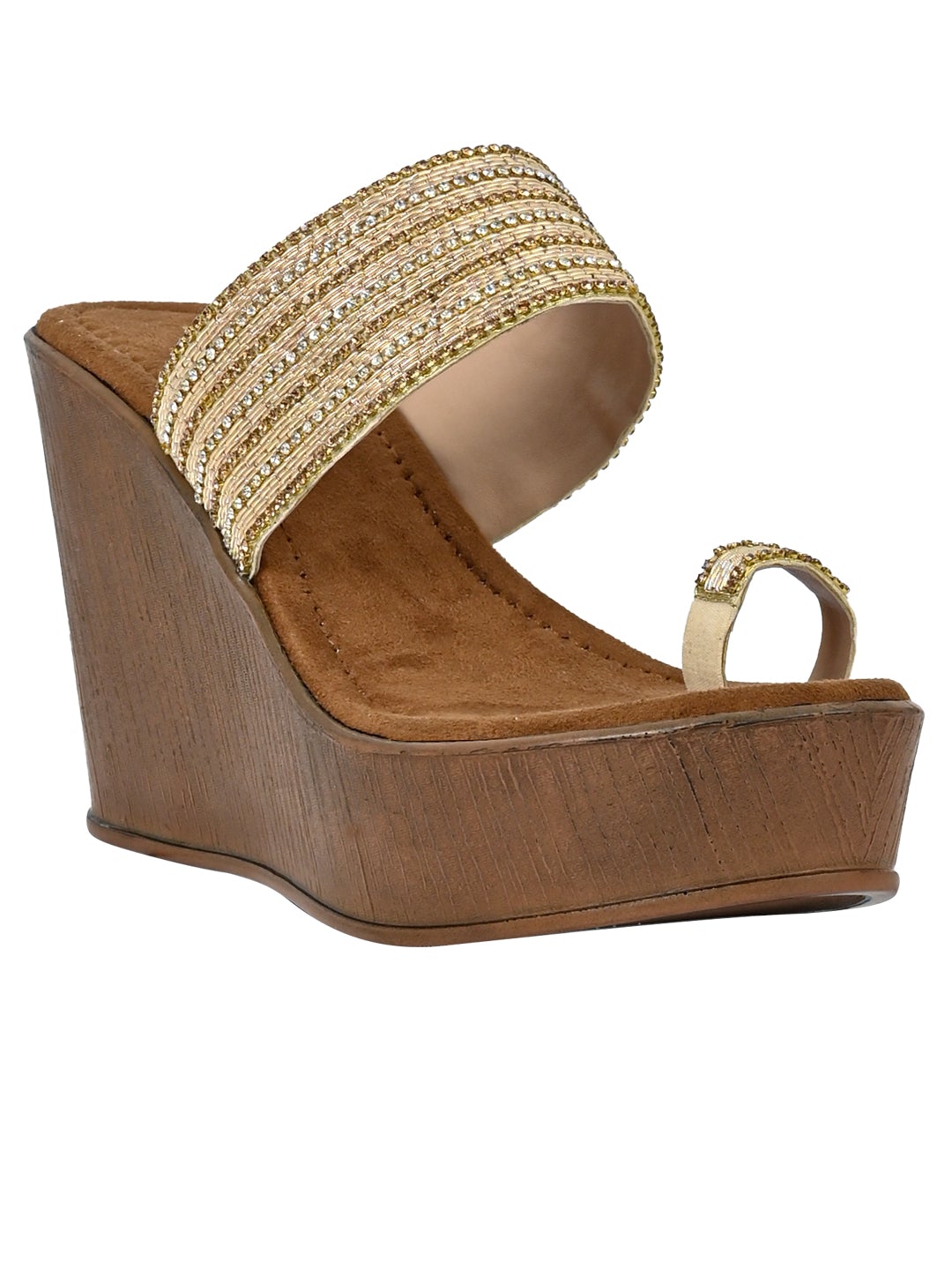 Footwear, Women Footwear, Golden Wedges