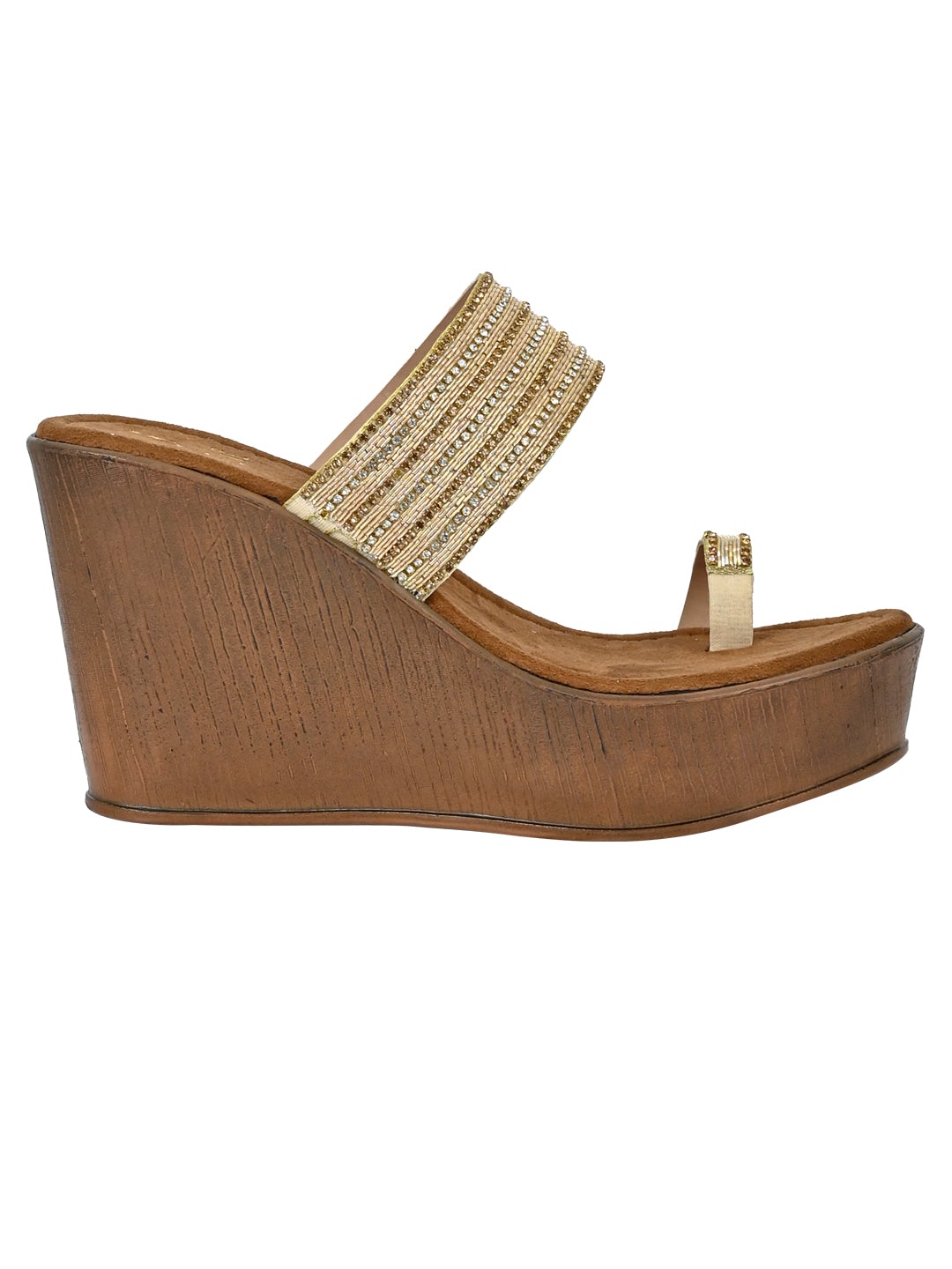 Footwear, Women Footwear, Golden Wedges