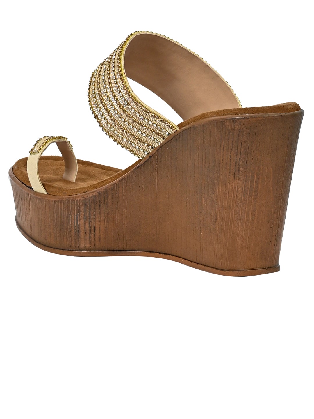 Footwear, Women Footwear, Golden Wedges