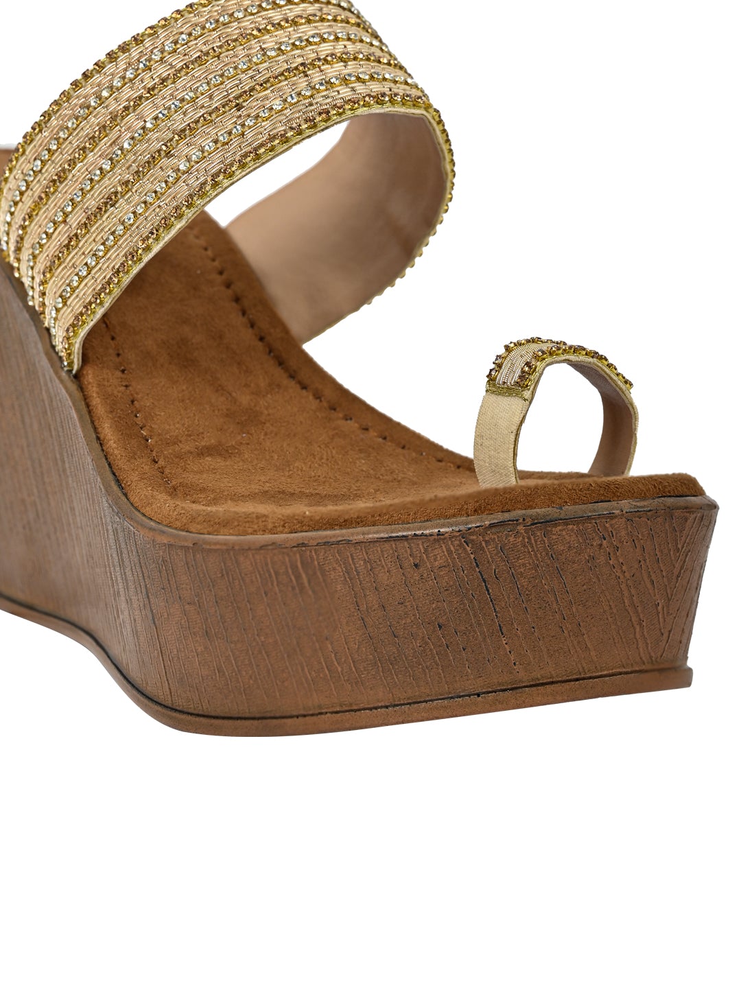 Summer Collection- Women Golden Embellished Wedges