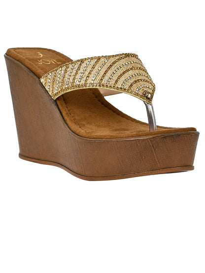 Footwear, Women Footwear, Golden Wedges