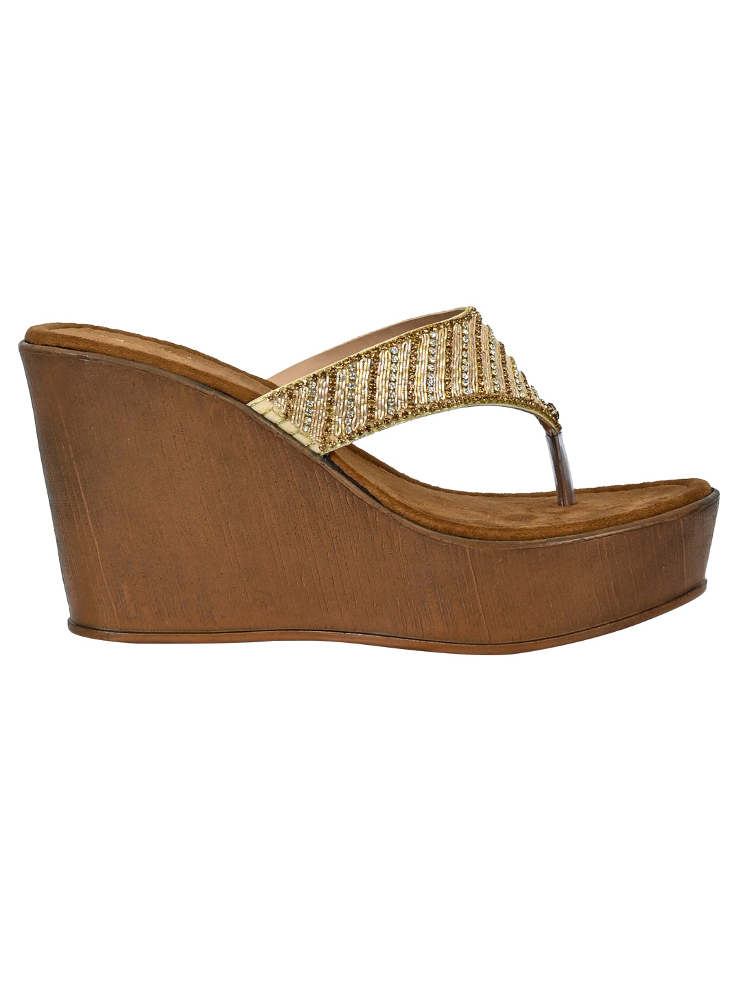 Footwear, Women Footwear, Golden Wedges