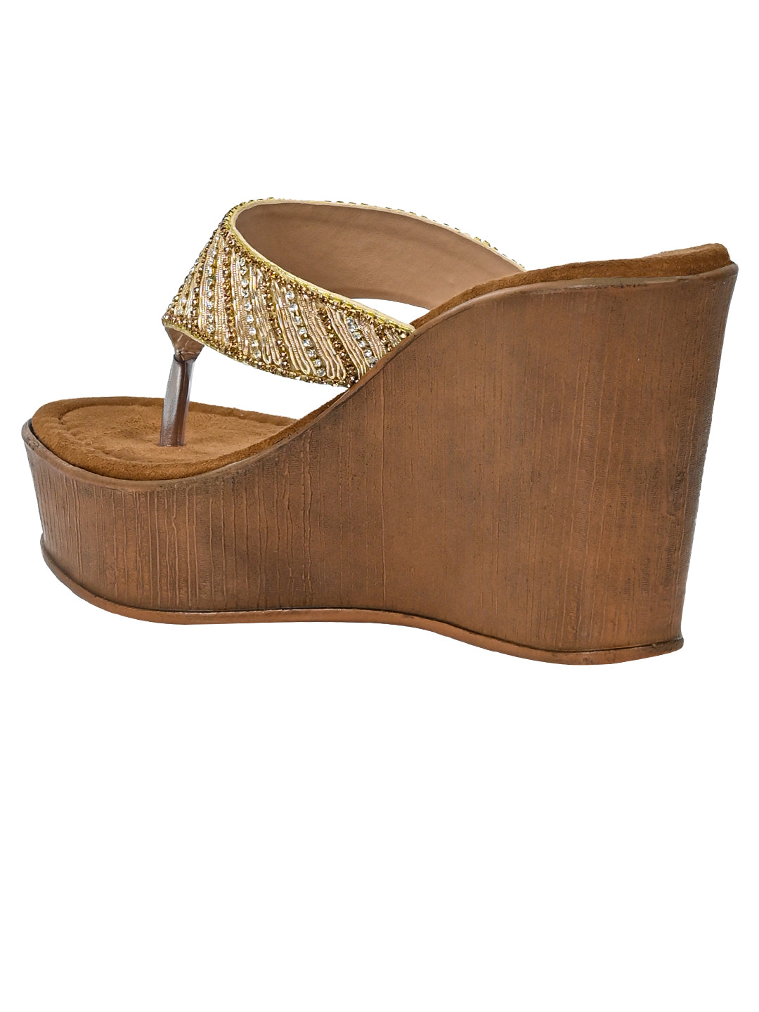 Footwear, Women Footwear, Golden Wedges