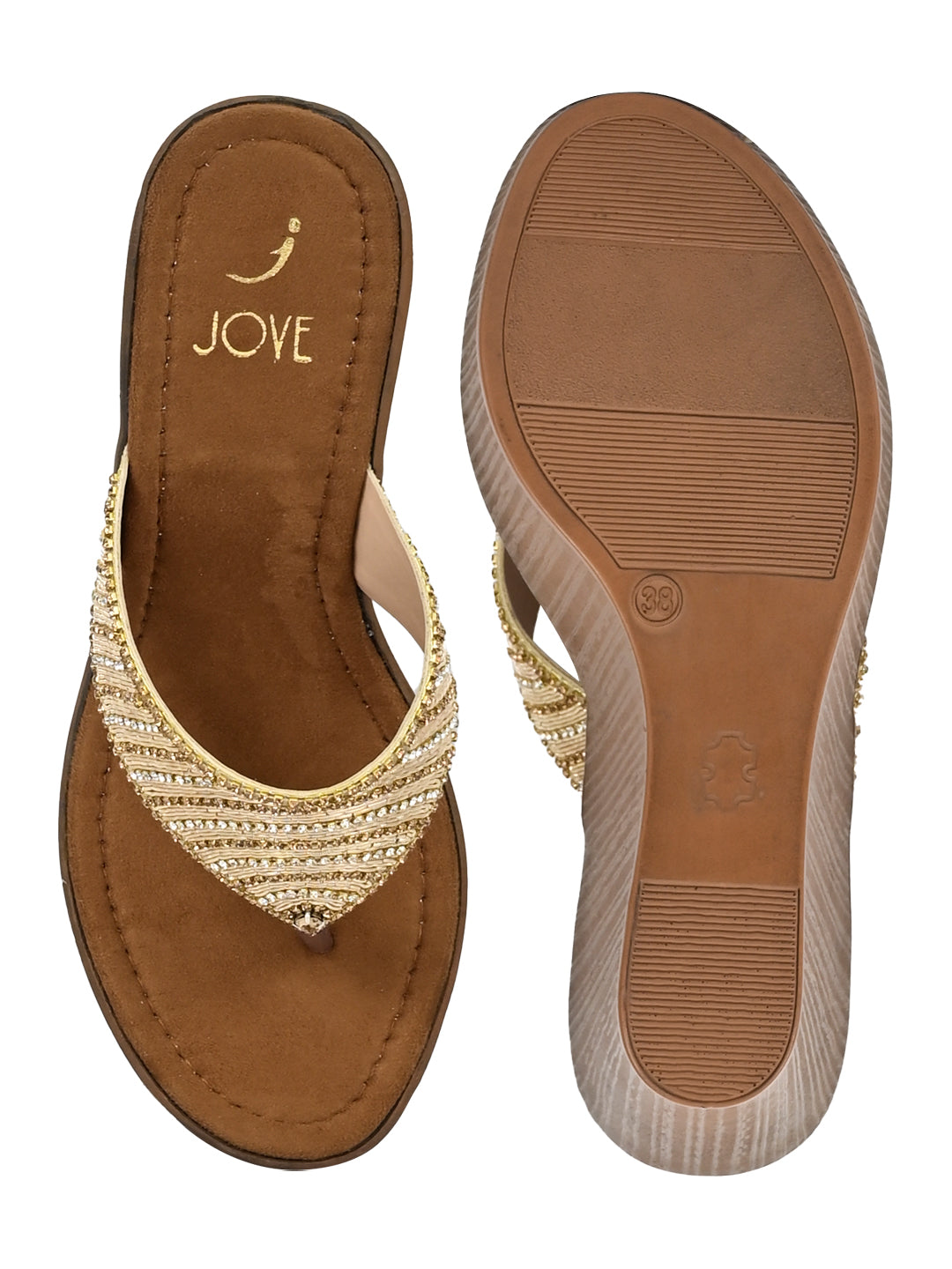 Footwear, Women Footwear, Golden Wedges