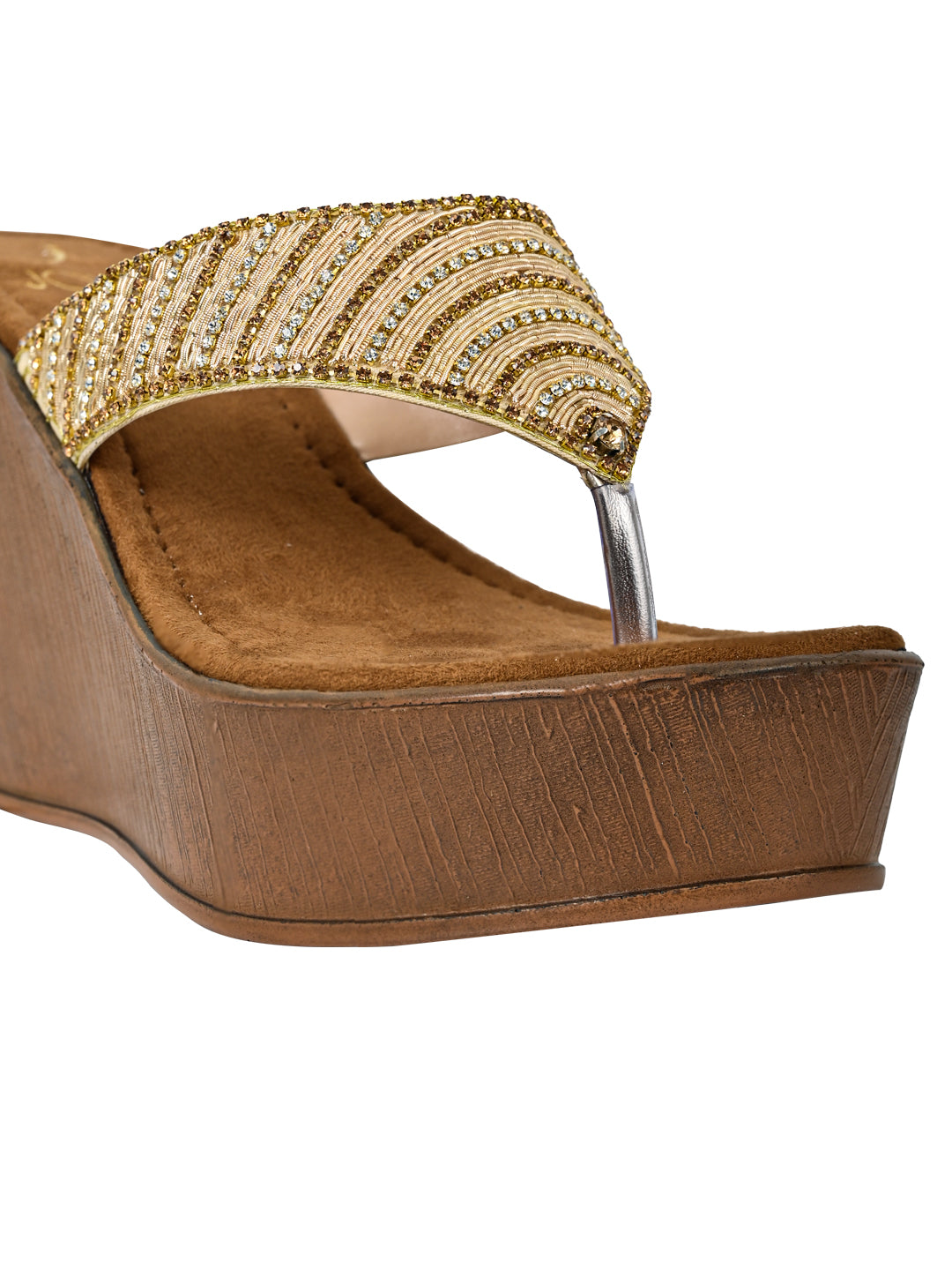 Summer Collection- Women Golden Embellished Wedges