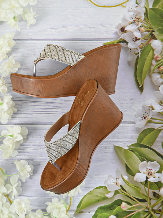 Footwear, Women Footwear, Silver Wedges