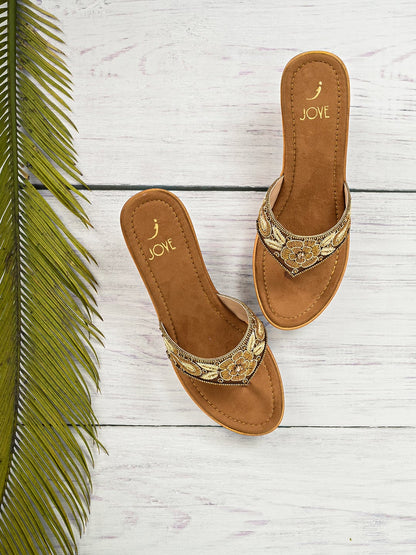 Footwear, Women Footwear, Golden Sandals