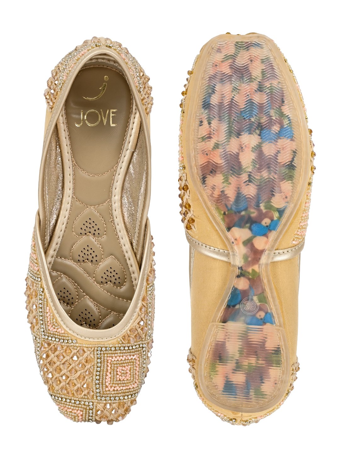 Footwear, Women Footwear, Golden Mojaris