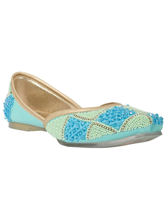 Footwear, Women Footwear, Green Mojaris