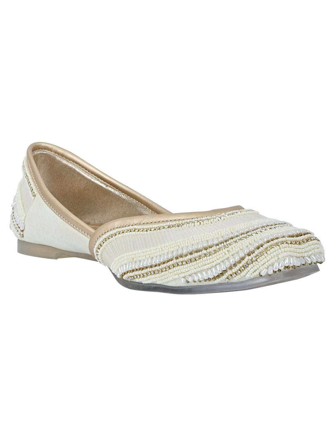 Footwear, Women Footwear, Cream Mojaris