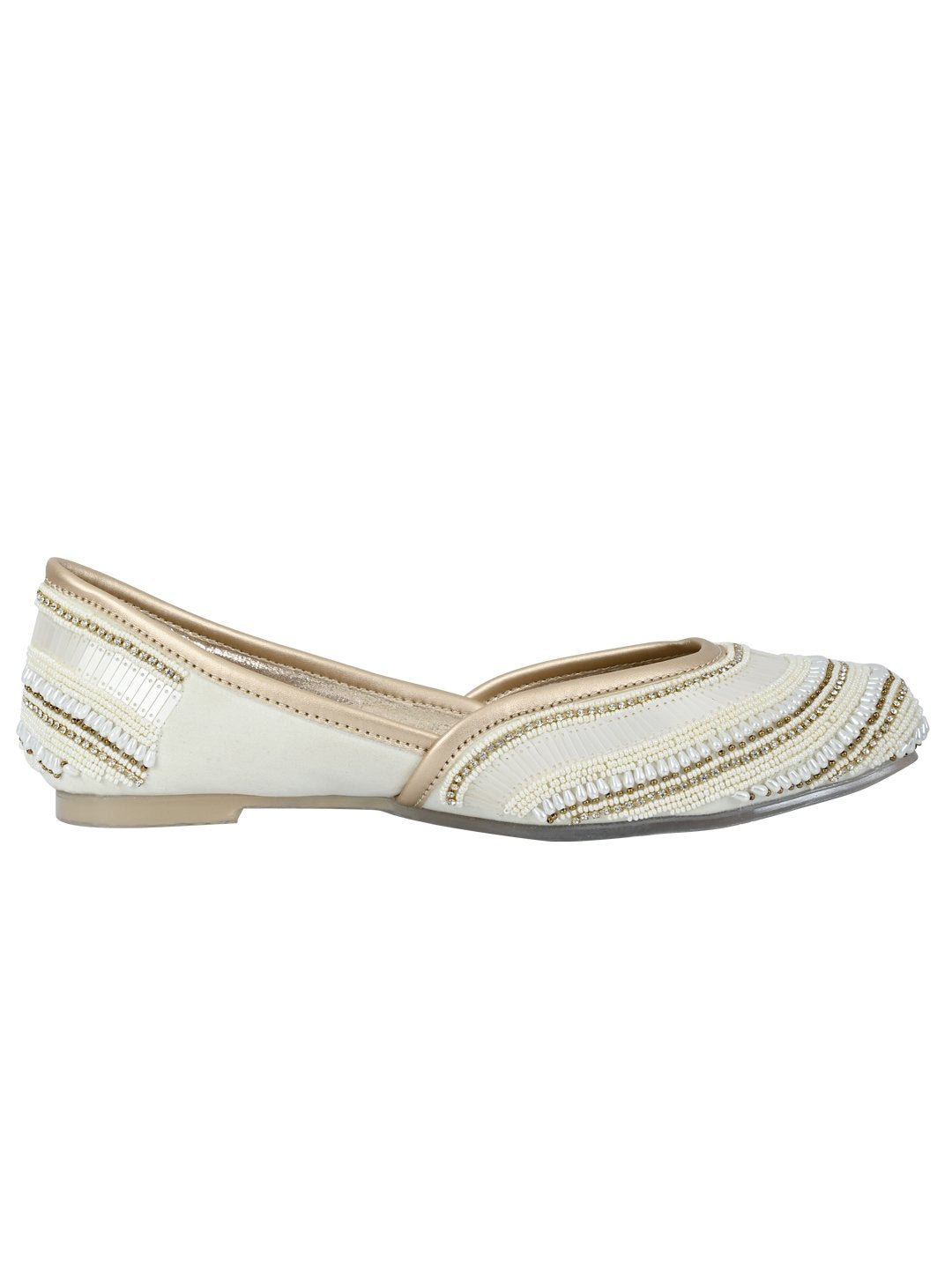 Footwear, Women Footwear, Cream Mojaris