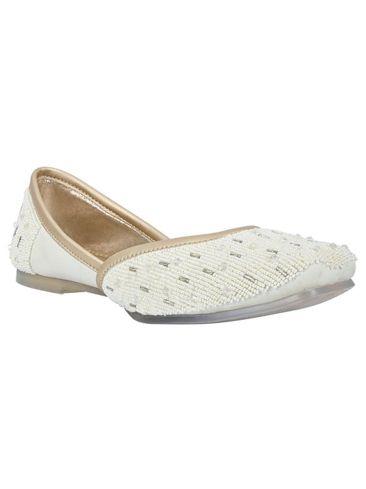 Footwear, Women Footwear, Cream Mojaris