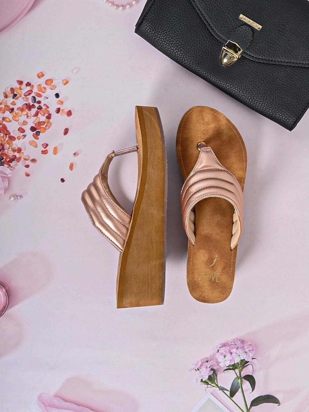 Footwear, Women Footwear, Rose Gold Sandals