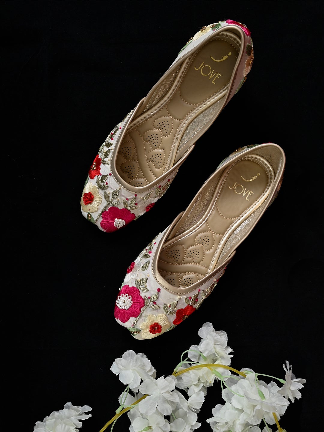 Footwear, Women Footwear, Cream Mojaris