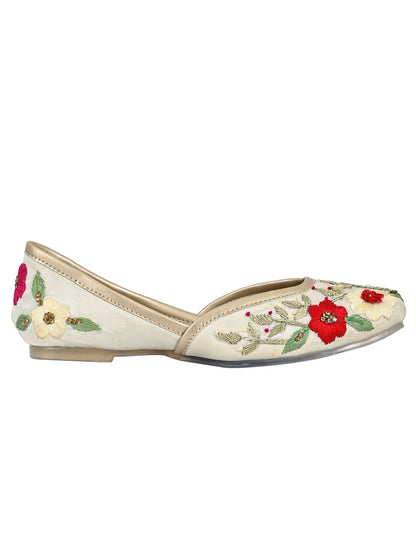 Footwear, Women Footwear, Cream Mojaris