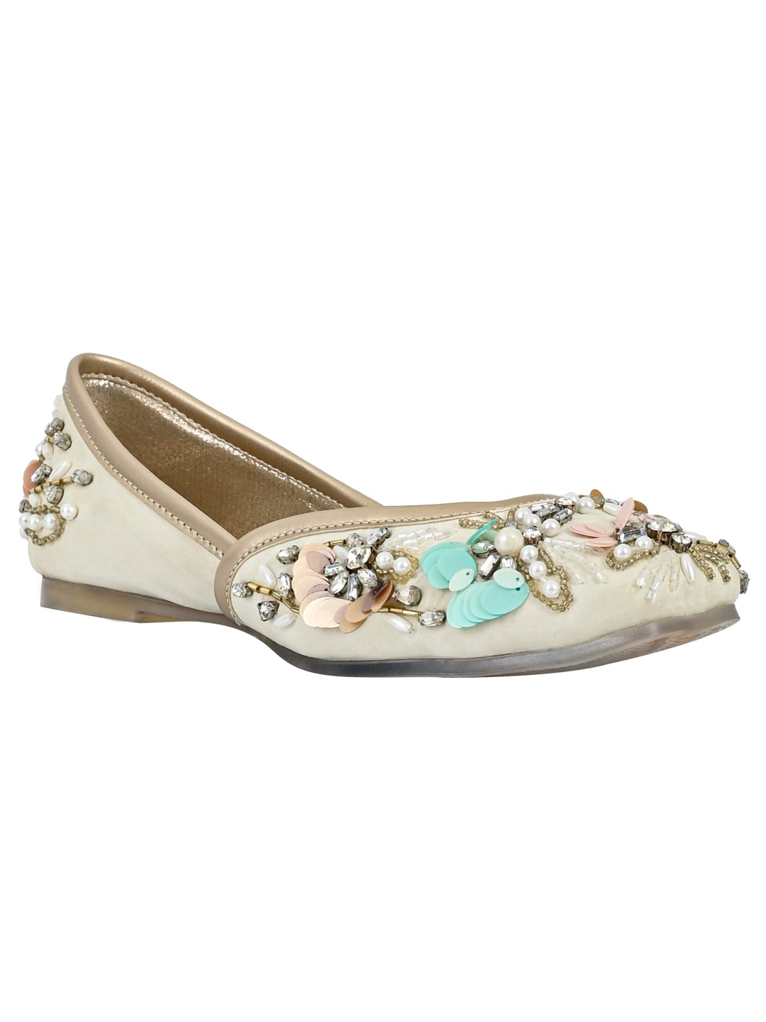 Footwear, Women Footwear, Cream Mojaris