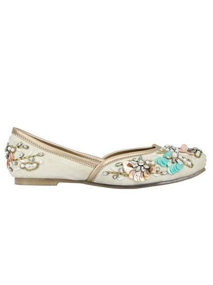 Footwear, Women Footwear, Cream Mojaris