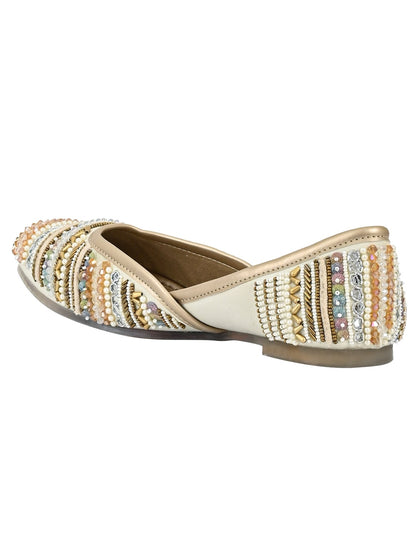 Footwear, Women Footwear, Cream Mojaris