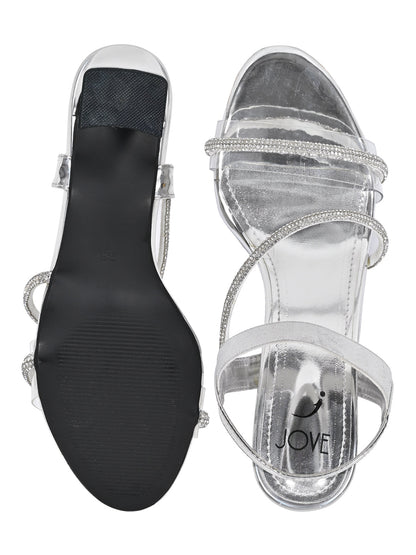 Footwear, Women Footwear, Silver Sandals