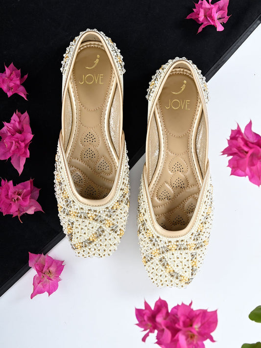 Footwear, Women Footwear, White Mojaris