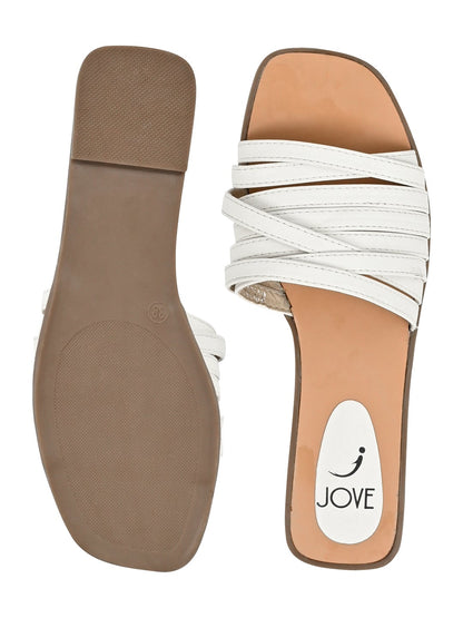 Footwear, Women Footwear, White Open Toe Flats