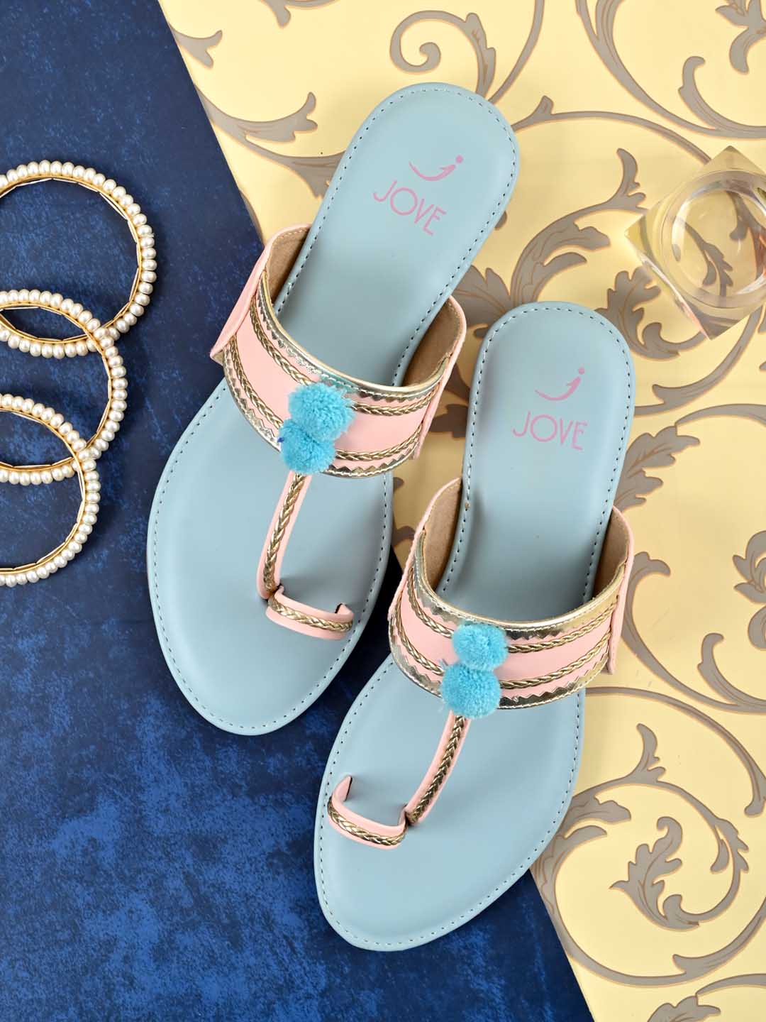 Footwear, Women Footwear, Pink One Toe Flats