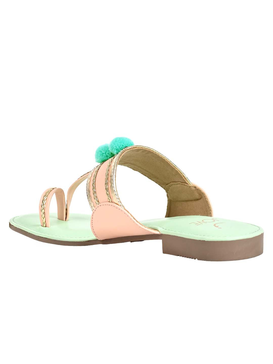 Footwear, Women Footwear, Peach One Toe Flats