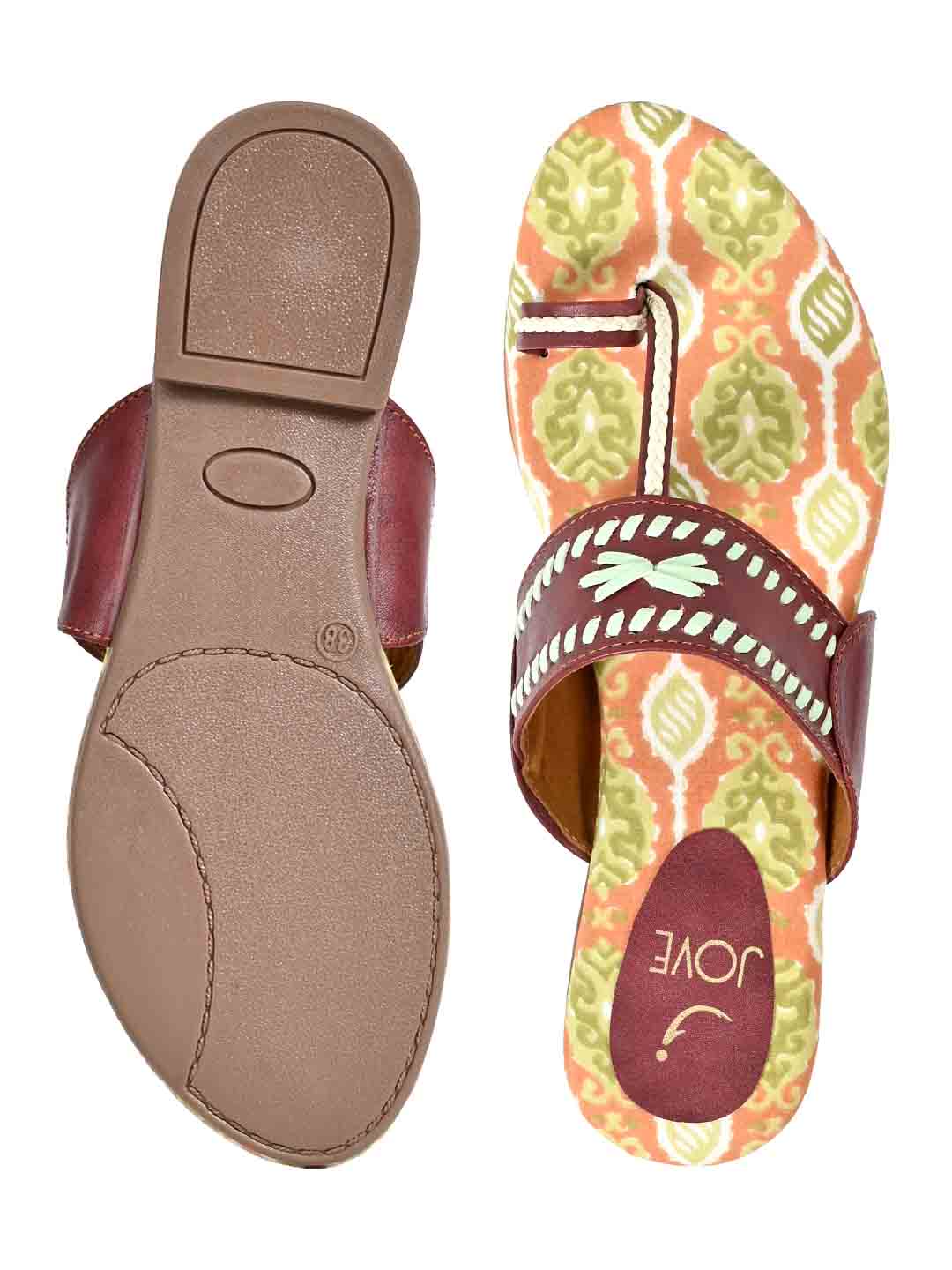 Footwear, Women Footwear, Tan One Toe Flats