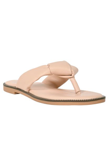 Footwear, Women Footwear, Nude T-Strap Flats