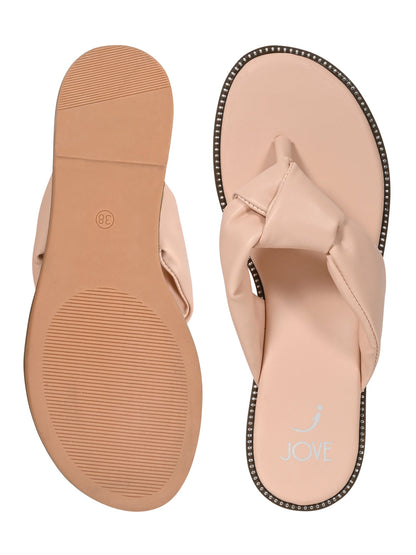 Footwear, Women Footwear, Nude T-Strap Flats