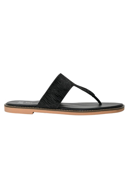 Footwear, Women Footwear, Black T-Strap Flats