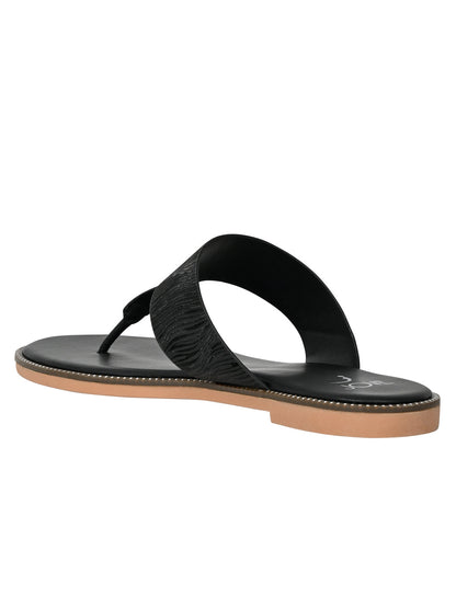 Footwear, Women Footwear, Black T-Strap Flats