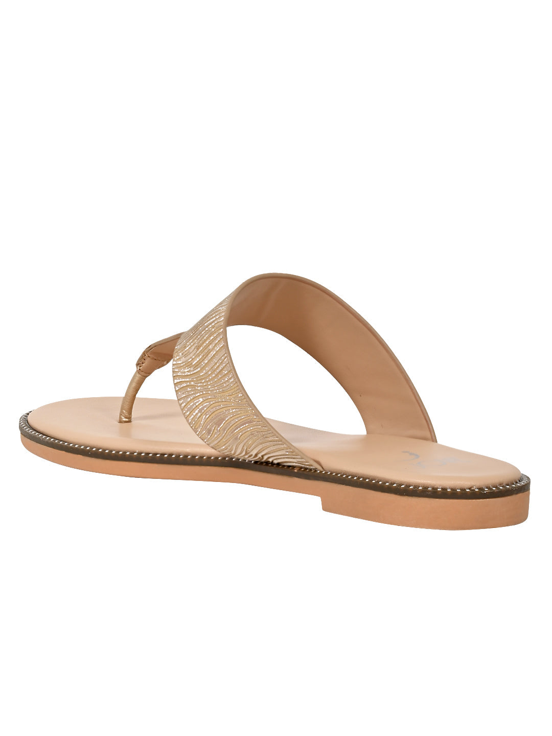 Footwear, Women Footwear, Golden T-Strap Flats