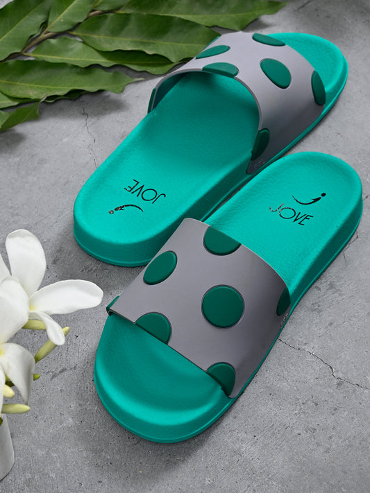 Footwear, Women Footwear, Green Slides