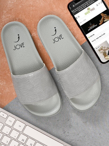 Footwear, Women Footwear, Grey Slides